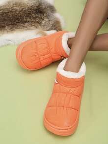 Round Toe Letter Contrast Color Slip-On Warm Thermal Lined Fashionable Versatile City Outdoor Lightweight Snow Boots For Women - Orange - View 2