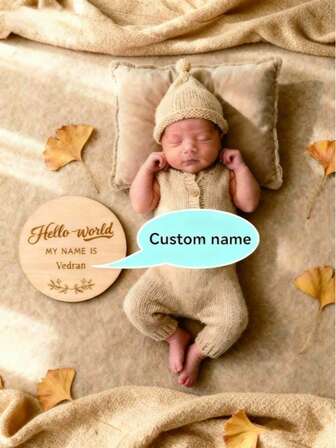 Cartel personalizado de anuncio de nacimiento para recién nacidos, cartel de estadísticas de nacimiento, letrero de madera con nombre de bebé personalizado, placa de anuncio de nacimiento de madera, decoración interior para la ceremonia de bautizo, utilería fotográfica, hecho de madera natural, opciones de tamaño: 10x10cm/3.94in, 15x15cm/5.91in