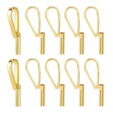 SUPERFINDINGS 10Pcs Vertical Pin To Pendant Brooch Pendant Converters Golden Alloy Brooch Pin To Necklace Keychain Converters Tube Design With Bail Convert For Necklace Keychain Hair Rope,Golden - GOLDEN - 查看 1
