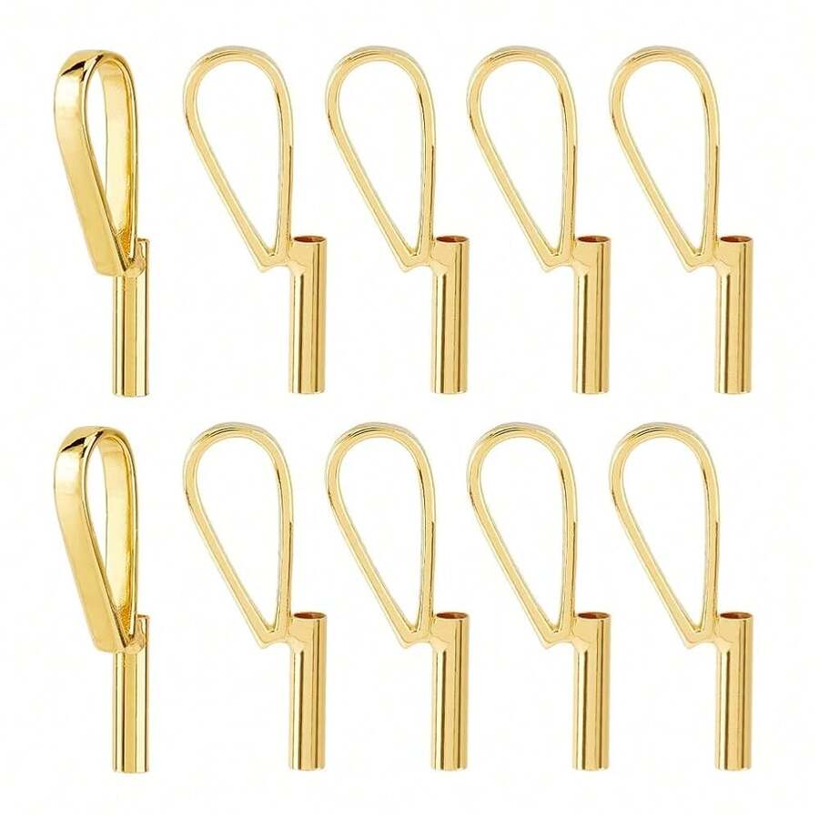 SUPERFINDINGS 10Pcs Vertical Pin To Pendant Brooch Pendant Converters Golden Alloy Brooch Pin To Necklace Keychain Converters Tube Design With Bail Convert For Necklace Keychain Hair Rope,Golden - GOLDEN - 查看 1