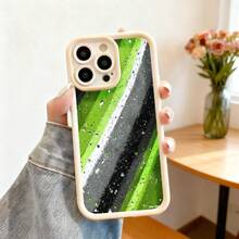 Cubierta de telefono con borde negro y diseño abstracto verde gris blanco para iPhone 14 Pro Max protector de pantalla resistente a golpes ideal para uso diario y viajes - Burdeos - Ver 4