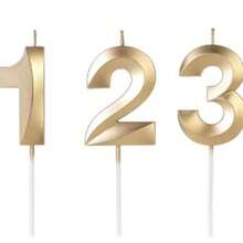 Gold Numbered Birthday Candles - Mini Design - SilverPlastic - Guld - Visa 4