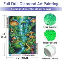 Mushroom Diamond Art Painting Kits For Adults 2 Pack Mushroom Forest Diamond Painting Kit Paint With Diamond Kit For Beginners DIY Full Drill Gem Art Home Wall Decor 12 X 16 Inch,ZSH02 - ZSH02 - 查看 6