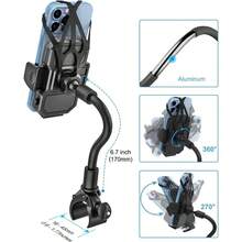 Soporte para telfono mvil con cuello cisne para cochecito, abrazadera para poste cochecito beb, carrito la compra, silla ruedas para 17 16 15 14 13 Pro/Plus, 4 - u201D Smartphone - Negro - Ver 4