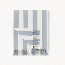Seashell Blanket – Decorative Piece In Soft Cotton With Harmonious Stripes And Fringes For Modern Environments. - Grey - View 4