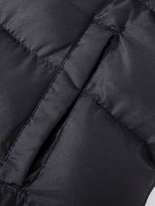 男士棉质连帽背心，无袖夹克，加厚外套 - 黑色 - 查看 4