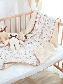 1件秋冬季婴儿豆袋毯，新生儿襁褓毯，婴儿包巾，季节性纱布毯，空调毯，儿童褶皱布毯，婴儿毯，卡通安抚毯 - 彩色 - 查看 7