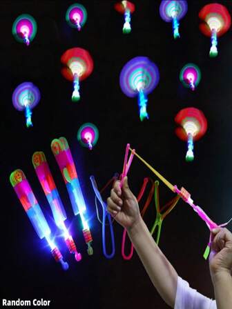 20Pcs Amazing Light Arrow Rocket Helicopter Flying LED Light Party Fun Gift Rubber Band Catapult,Party Atmosphere Supplies(1/3/5/10/20pcs)