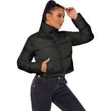 Chaqueta corta corta negra corta corta para mujer, chaqueta corta y ligera - negro - + M - Ver 3