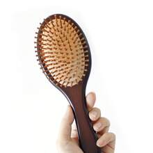 Bamboo Bristle Hair Brush - Wooden Paddle Brush For Hair Growth, Scalp Massage - Hairbrush For Men And Women (Brown Rose) - 棕色玫瑰 - 查看 5
