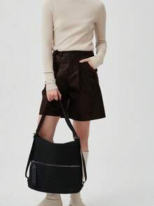 Large Capacity Nylon Mesh Splicing Shoulder Bag Ladies' Fashion Y2K Hot Girl Street Tote Bag Retro Removable Shoulder Strap Ladies' Wallet Suitable For Daily Use Is Holiday Gift