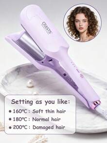 CRASTS 卷发棒，波浪卷发器，大波浪卷发造型器，法式水波纹卷发器，三管电动卷发棒带显示屏，温度可调