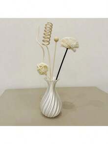 1 3D Printed Artistic And Creative Abstract Vase, Simple And Luxurious, With A Twisted Retro Design, Suitable For Flower Arrangement Decoration, Can Be Used As An Aromatherapy Bottle, Suitable For Various Indoor And Outdoor Scenes: Rooms, Living Rooms, Hotels, Bathrooms, Dates, Bookshelves, And Public Spaces. - White - View 4