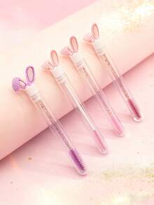 1/2/3/5/7pcs Cute Cartoon Rabbit & Rabbit Ear Design Mascara Wands/Eyebrow Brushes Set, Multi-Style Tube Packaging, Portable Makeup Brushes For Travel - Multicolor - View 3