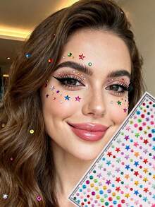 Kẹo màu hỗn hợp ngũ giác hạt kích thước hạt trang trí lễ hội Rhinestone, trang trí góc mặt kim cương lấp lánh, trang trí móng tay giả Y2k trang trí tiệc hàng ngày tự làm trang trí khuôn mặt lễ hội âm nhạc bóng trang điểm thích hợp cho tóc, mắt, mặt, cơ thể trang trí kim cương - Nhiều màu - Xem 1