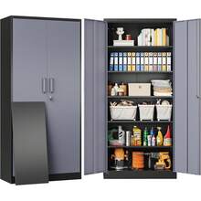 Metal Storage Cabinet With 5 Adjustable Shelves,Garage Storage Cabinet With Lock,Metal Cabinets With Locking Doors,71" Lockable Tool Cabinets For Home,Office,Shop,Garage - Gray Blue - View 1