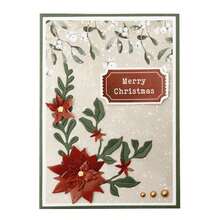 Christmas-Themed Metal Cutting Dies - 1pc Winter Pine Branches & Berries Design For DIY Scrapbooking, Card Making & Paper Crafts, Silvery - Silver - View 9