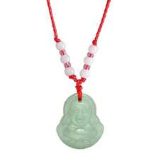 FORUBUS Green Jade Buddha Circle Red String Pendant Necklace - Chinese Traditional Amulet For Luck And Protection,Blightgreenbuddha - 枯萎綠佛 - 查看 1