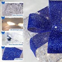 Quntis Set Of 3 Christmas Lighted Gift Boxes 140 LEDs Plug-In Christmas Decorations With 8 Modes And Timer Function Blue Lighted Up Boxes For Home Yard Holiday Party Indoor Outdoor - Blue - View 4