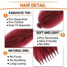 Springy Afro Twist Hair 16 Inch 3 Packs Burgundy Color Pre Fluffed Marley Twist Braiding Hair For  (16 Inch, Burgundy),Burgundy - 酒紅色 - 查看 4