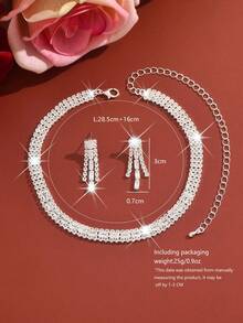 Exquisite Ladies Rhinestone Choker Necklace And Earrings Set - 961 Jewelry Set - View 9