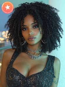 Tóc giả ngắn xoăn kiểu Afro, thích hợp cho cosplay, tóc tổng hợp màu đỏ ombre tự nhiên, chịu nhiệt, không cần keo dán. - Nhiều màu - Xem 13