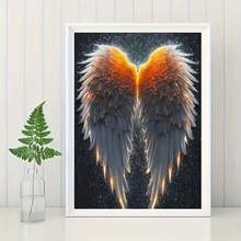 1 pièce Kit de peinture de diamant rond 5D thème ailes d'ange - Art de diamant pour adulte, meilleur cadeau d'anniversaire, cadeau de fête idéal, peinture de diamant fait main, décoration d'intérieur exquise pour le salon, la chambre, le bureau, la cuisine, cadeau artistique surprenant pour la famille et les amis, peinture de diamant sans cadre