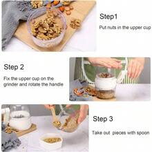 1pc Manual Food Chopper/Mincer - Portable Blender-Style Design, Semi-Automatic Operation, No Electricity Needed - Multi-Function Manual Garlic Nut Grinder - Ergonomic Handheld Food Chopper For Peanuts, Ginger, Onions, Etc. | Durable ABS And Stainless Steel Kitchen Tool - Multicolor - View 11