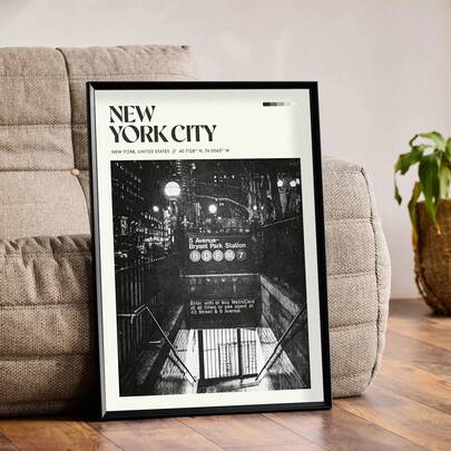1张无框纽约市复古海报设计都市墙饰，复古旅行风格家居装饰，旅游纪念品墙画，宿舍装饰，公寓装饰，完美旅行爱好者礼物，城市景观卧室海报，大学宿舍必备，时髦复古装饰，客厅墙画