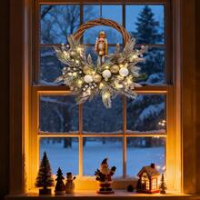 Battery Powered Christmas Wreath 24" Nutcracker & Berry Door Wreath For A Warm Holiday Welcome - 黑色 - 查看 6