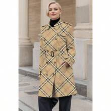 - Gabardina impermeable de doble botonadura para mujer con solapa clsica con cinturn - CH + Caqui negro (Negro caqui) - Ver 4
