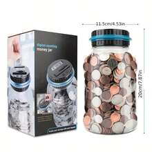 High Quality Digital Coin Counter Jar, Holds Over 800 Coins - Powered By 2 AAA Batteries (Batteries Not Included) - Suitable For All US Coins, Christmas Gift, Halloween Gift