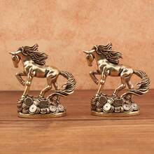 复古黄铜马雕像 - 传统中国风水吉祥物，非电动装饰品，适合卧室和客厅
