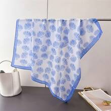 Women's Large Square Scarf - Soft Pink And White Shell Print With Turquoise Blue Edges - 26.77inch Four Seasons Scarf, Shawl, Headscarf, And Hair Accessory - Provides Elegant Everyday Style For Beach Outfits, Parties, And Casual Wear - Lightweight And Warm - Available Colors: Pink/Blue/Purple/Black, Beach Scarf, Women's Mini Scarf, Women's Neck Scarf, Beautiful Scarf, Women's Headscarf - 粉紅色 - 查看 8