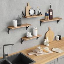 YC-HOGAR Juego de estantes flotantes de madera (4 piezas), disponible en varios tamaños y para montaje en pared, adecuado para la decoración de sala de estar, baño, dormitorio y cocina. - Marrón claro - Ver 9