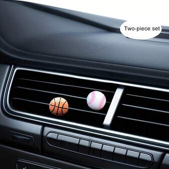 2pcs Cartoon Basketball, Baseball, Car Air Vent Fragrance Clip, Creative Sports Car Interior Decor (Fragrance Not Included)
