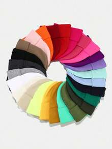 1pc Unisex Custom Knit Beanie Hat, No Brim, Couple Customized Design, Suitable For Daily Wear, Mother's Day Gift, Fashionable, Colorful, Cute, Adorable, Minimalist, Kawaii, Suitable For Autumn, Unisex, Casual Custom, Personalized, Unique Winter Fashion, Christmas Gift, Personalized Gift, Suitable For High School, College Students, Freshmen, Sophomores, Lower Grade Students - Multicolor - View 8