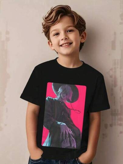 2026 Camiseta Casual Linda de Navidad Negra de Manga Corta con Cuello Redondo para Niña, Camiseta Unisex de Anime Kpop, Impresión Brillante para Camiseta de Verano de Niños - Ligera y Beige Claro - Atuendo Casual de Manga Corta y Cuello Redondo para Jóvenes, Perfecta para Atuendos de Otoño y Celebraciones de Vacaciones