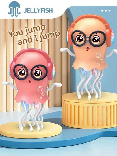 1pc Electric Dancing Jellyfish & Octopus Toy - With 360° Wheels, LED Lights & Music, Jellyfish Auto-Sensing Obstacle Avoidance Toy, Interactive Pet Toy To Relieve Stress For Kids, Birthday/Holiday Gift For Boys & Girls (Partial Colors Random)