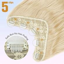 Clip In Hair Extensions V-Shaped Hair Extension For Women Synthetic Wavy Clip In Hair Extensions Thick And Soft(20 Inches,170g),LightBlonde - LightBlonde - Xem 4