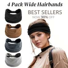 4pcs Set Wide Knotted Headbands, Fashionable New Cute Sporty Casual Boho Style + Yoga Elastic Bandeau, African Print Headwraps Hair Accessories For Women & Girls Winter Hair Bands Warn Sweatband Women Bandanas Fashion Women Scarf - Multicolor - View 10