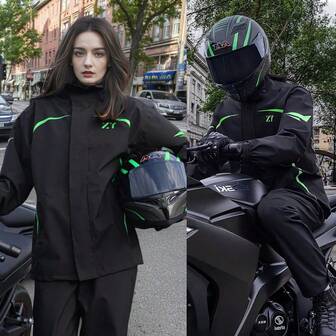 时尚雨衣，防水防风雨衣，男女通用雨衣，全身雨衣套装，加厚雨衣雨裤套装，男女通用雨衣雨披，耐磨防暴雨衣，多功能雨衣，适用于户外活动，如骑行、旅行、登山、露营、徒步、钓鱼等，摩托车骑行雨衣