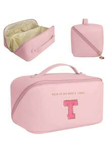 Large Capacity Double Layer PU Leather Waterproof Makeup Bag, Multi-Functional Travel Organizer Bag, Cosmetic Storage Pouch, Toiletry Bag, Suitable For Home And Travel,Pouch,Makeup Pouch,Travel Essential - Multicolor - View 27