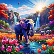 [Free Shipping]OFRKE Diamond Painting Kits For Adults Beginners 5D Diamond Art Kits With Round Diamonds Gem Art Full Drill Elephant Painting For Home Wall Decor Gifts 12x16inch,A-Elephant - 一頭大象 - 查看 1