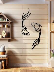 1pc Minimalist Metal Koi Fish Wall Decor, Abstract Art Metal Wall Hanging, Modern Wall Art Decoration For Living Room, Nursery, Bedroom, Office