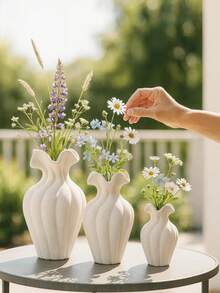 1个户外纹理花盆，复古波纹花盆，适用于庭院、阳台或花园装饰，耐用装饰植物架