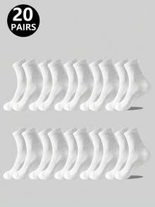 5/10/20/30 Pairs Men's Casual Socks, Mid-Calf Socks, White Socks, Winter Socks, Black Socks, Comfortable, Casual Sports, 2 Styles Available (Thin/Thick), Size: (35~39) (39~42)