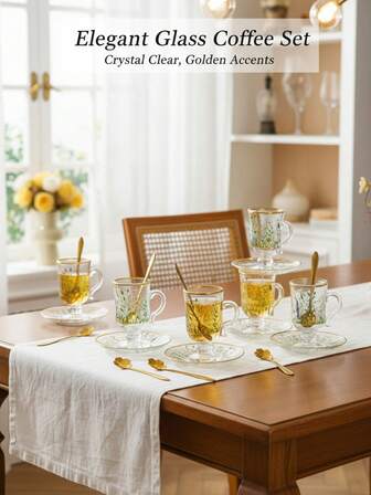 1 Set, 6pcs Elegant Transparent Glass Coffee Cups With Sturdy Handles - Suitable For Refrigerator, For Hot And Cold Drinks, Perfect For Cappuccino, Tea, Espresso, Wine - Great For Holidays And Everyday Use