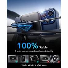 para Qi2 Cargador de Montaje de Coche de 15, Cargador de Coche Certificado Qi2, Cargador de Coche magntico inalmbrico de ventilacin de Aire/salpicadero, Soporte para telfono - negro - - Ver 7