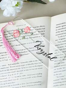 1 pieza Marcapáginas de acrílico transparente con nombre personalizado con 23 estilos - Accesorio de libro hecho a mano con flores personalizadas, regalo único para lectores - Para amantes de los libros - Regalo de Navidad - Regalo perfecto para mamá - Multicolor - Ver 32
